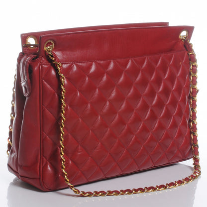 Chanel Lambskin Quilted Shoulder Bag Red 3 of 7