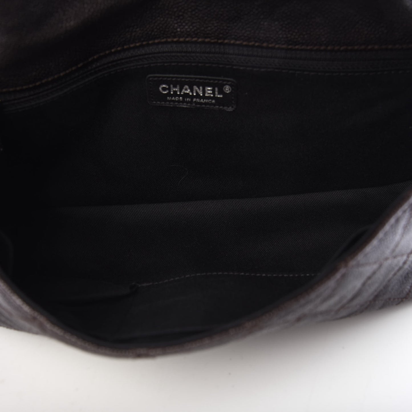 Caviar Quilted Jumbo Mademoiselle Flap Brown