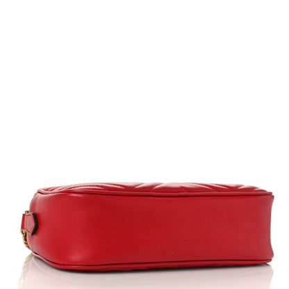 Gucci Calfskin Matelasse Small GG Marmont Chain Shoulder Bag Hibiscus Red 4 of 9
