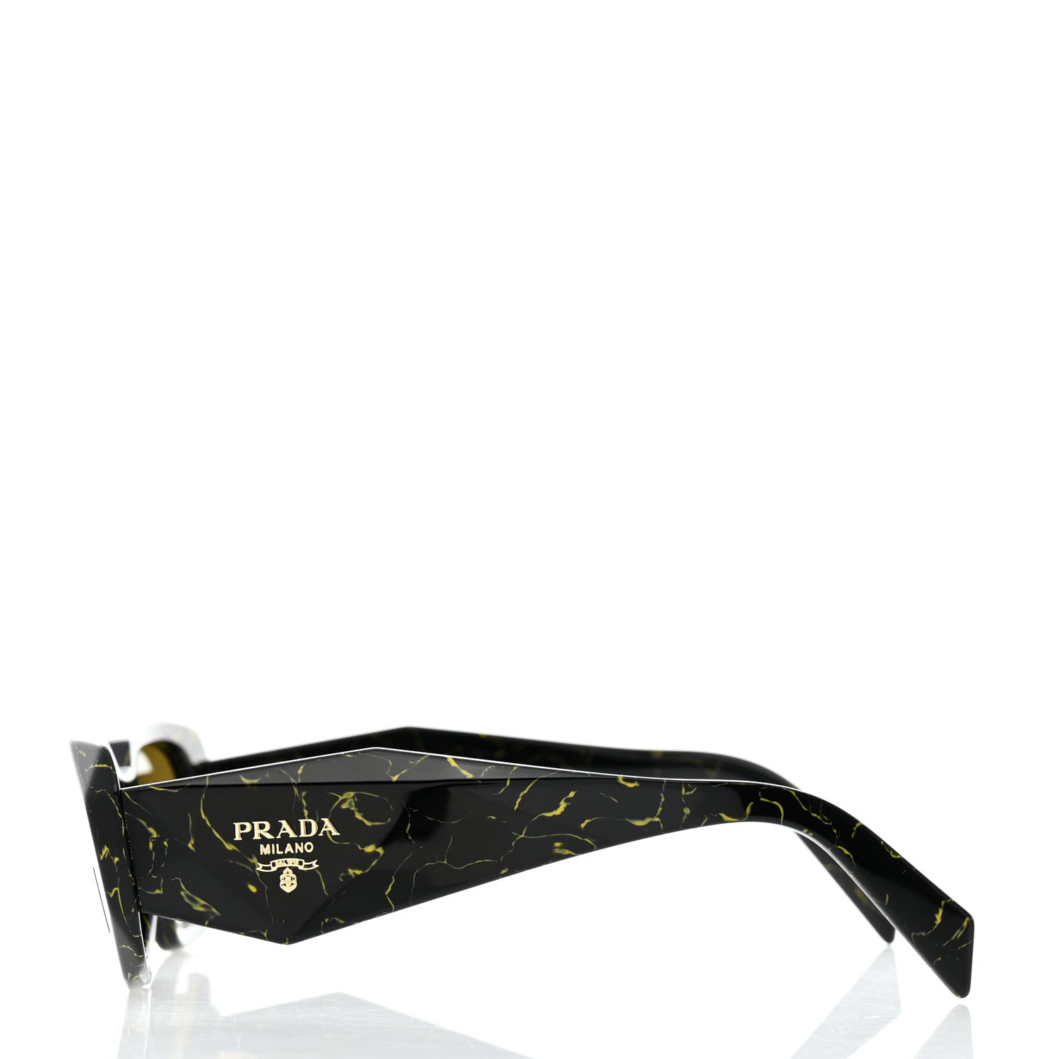 Prada Acetate Symbole Marbled Sunglasses SPR 17W Black Yellow 3 of 8