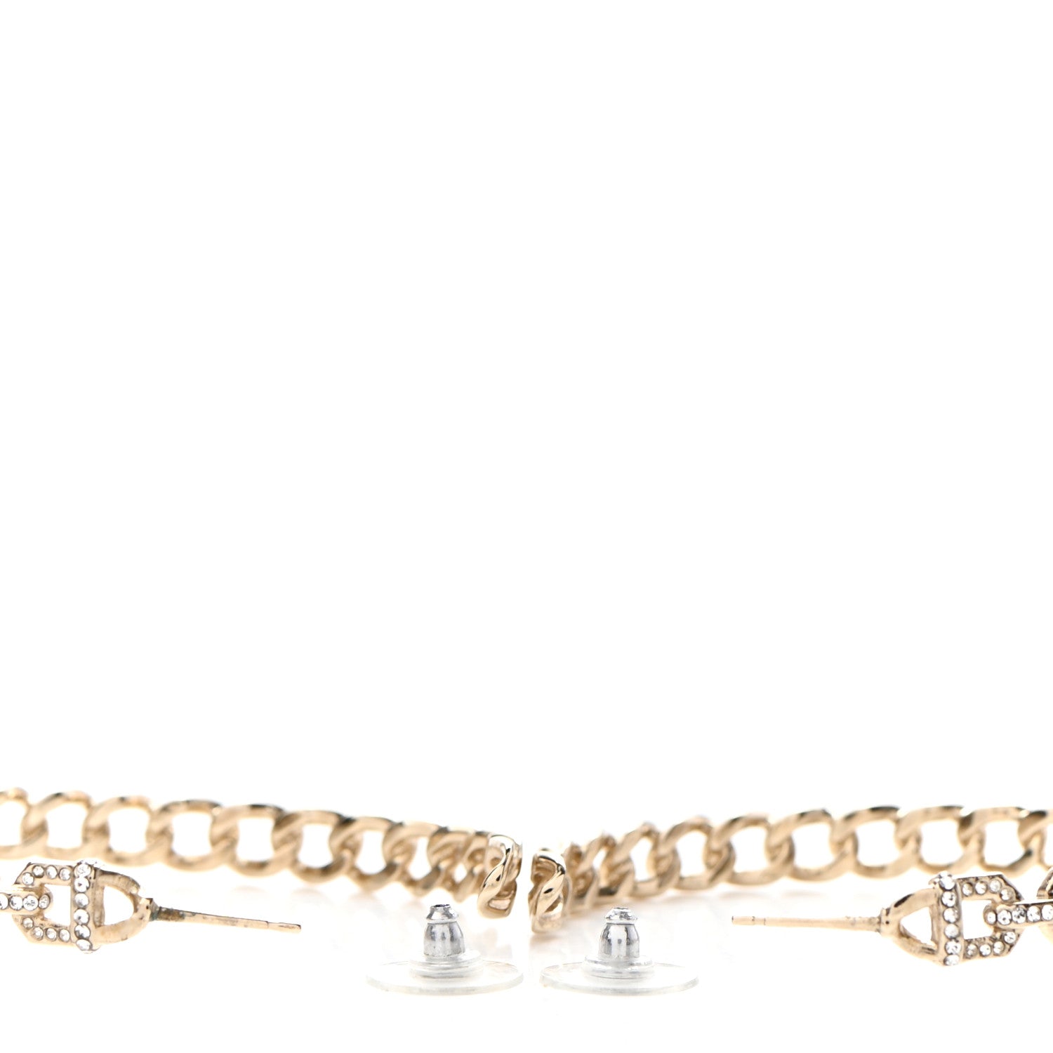 Chanel Crystal CC Vendome Hoop Earrings Gold 4 of 5