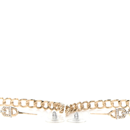 Chanel Crystal CC Vendome Hoop Earrings Gold 4 of 5