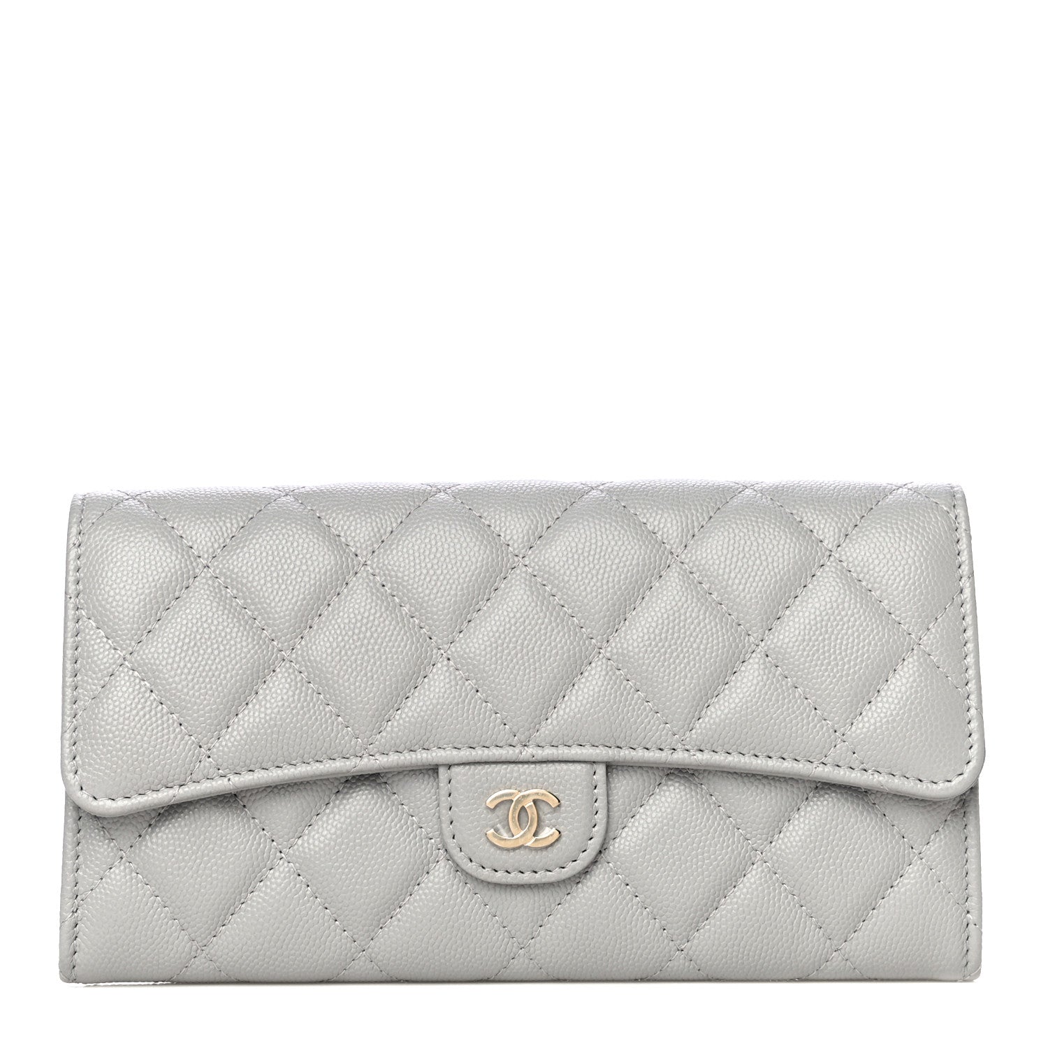 Chanel Caviar Quilted Large Flap Wallet Grey 1 of 12