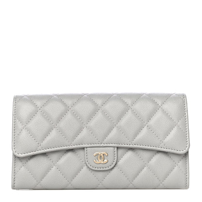 Chanel Caviar Quilted Large Flap Wallet Grey 1 of 12
