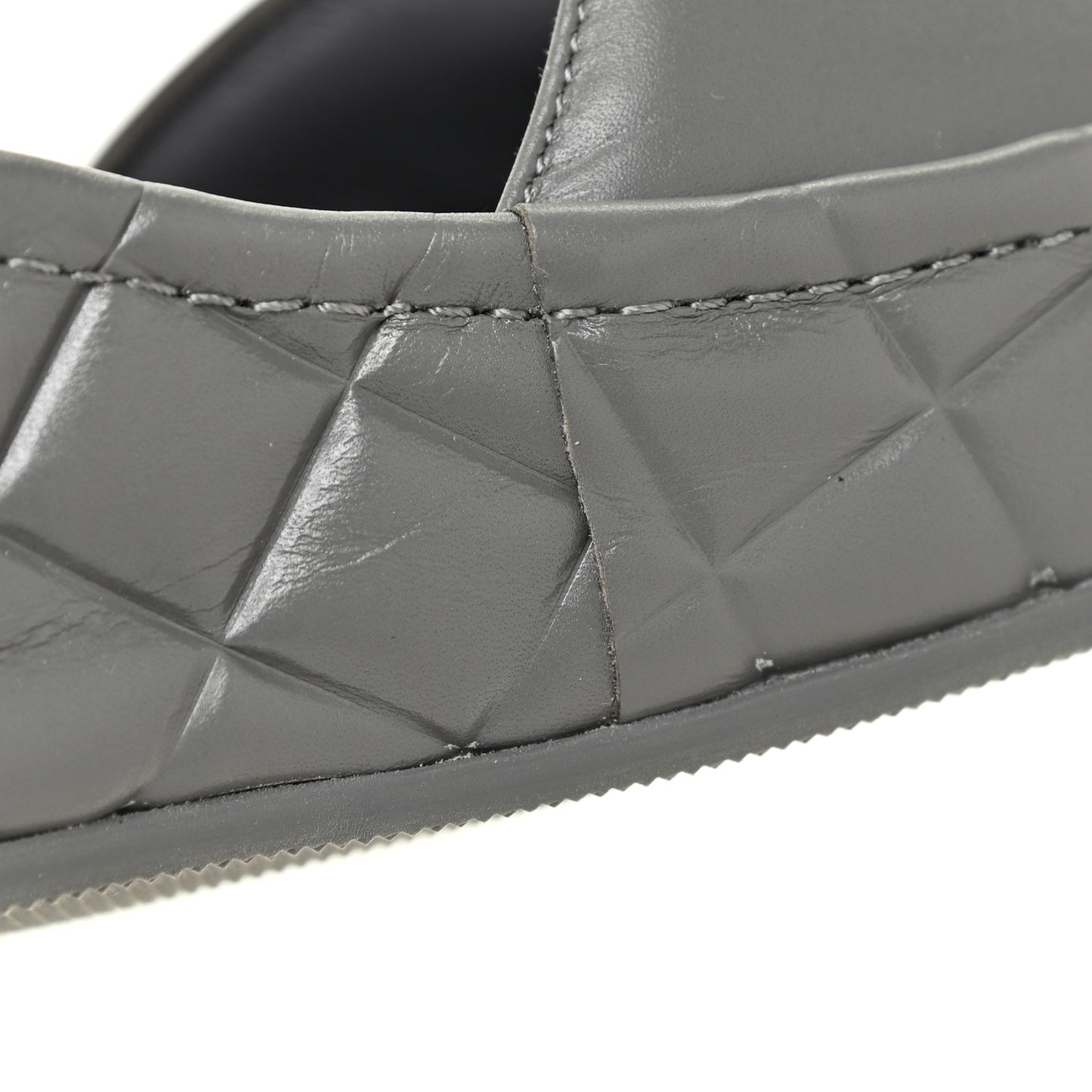 Shiny Calfskin Logo Platform Sandals 38 Grey