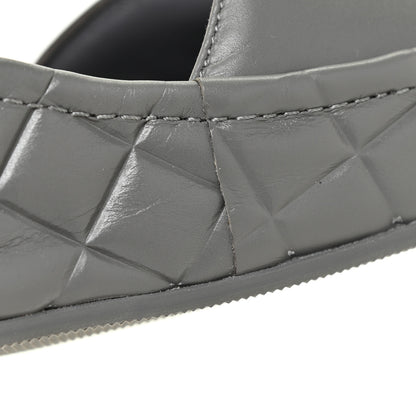 Chanel Shiny Calfskin Logo Platform Sandals 38 Grey 8 of 11