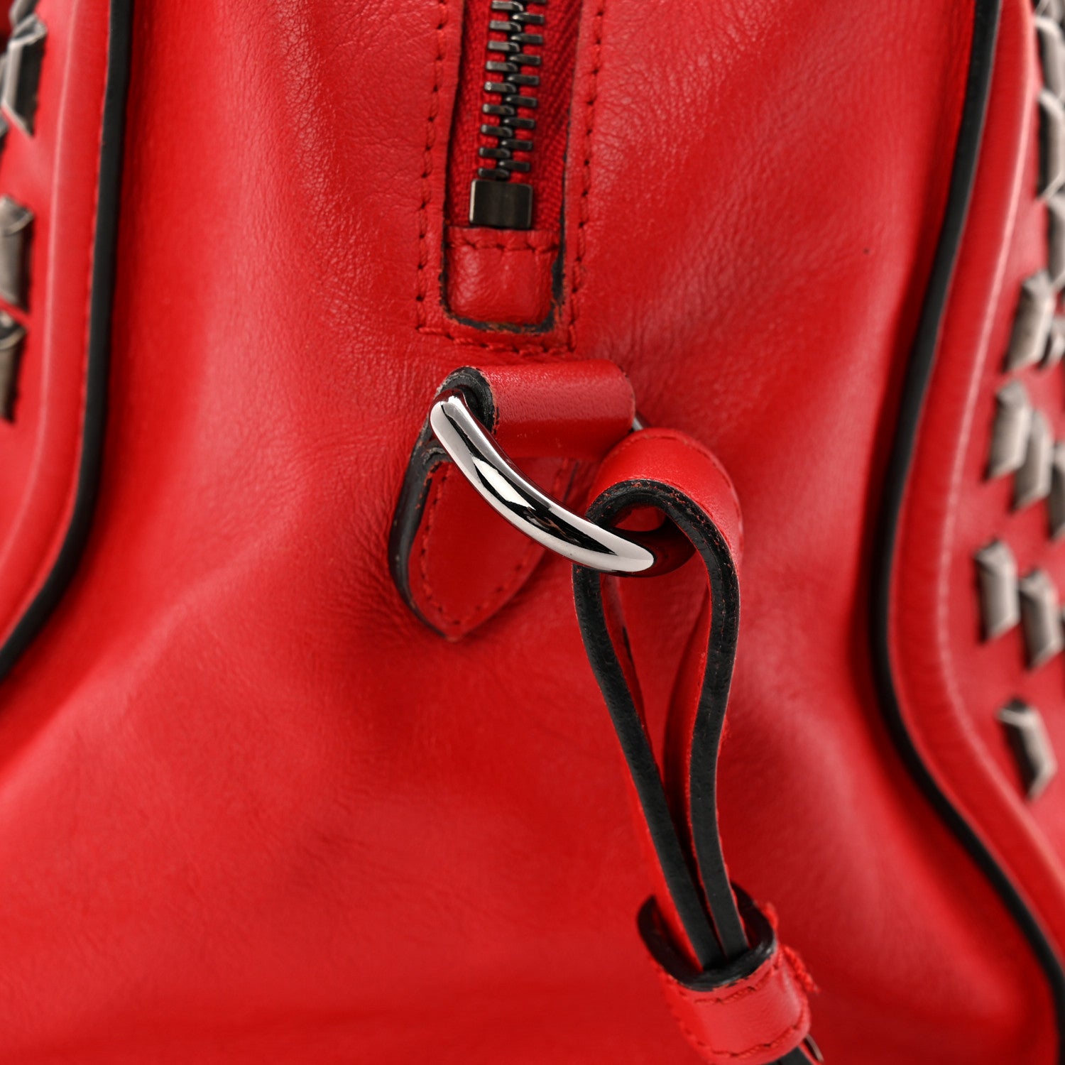 Alexander McQueen Calfskin Small Studded Padlock Zip Around Tote Red 14 of 14