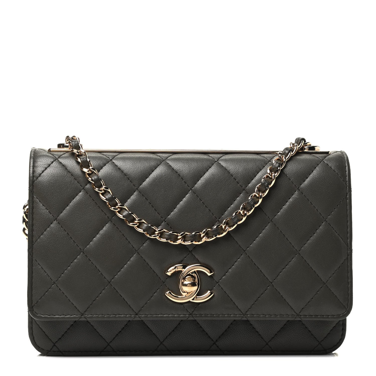 Chanel Lambskin Quilted Trendy CC Wallet On Chain WOC Grey 1 of 9