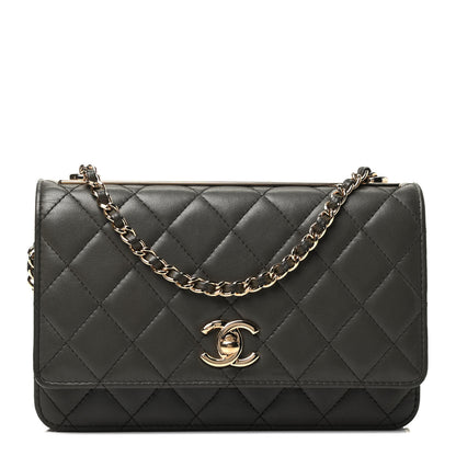 Chanel Lambskin Quilted Trendy CC Wallet On Chain WOC Grey 1 of 9