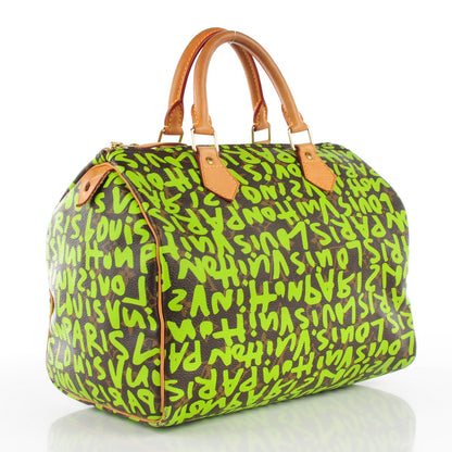 Louis Vuitton Monogram Graffiti Speedy 30 Green 2 of 6