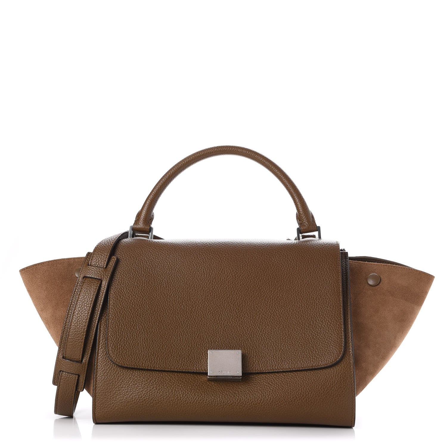 Celine Drummed Calfskin Suede Small Trapeze Moss Green 1 of 7