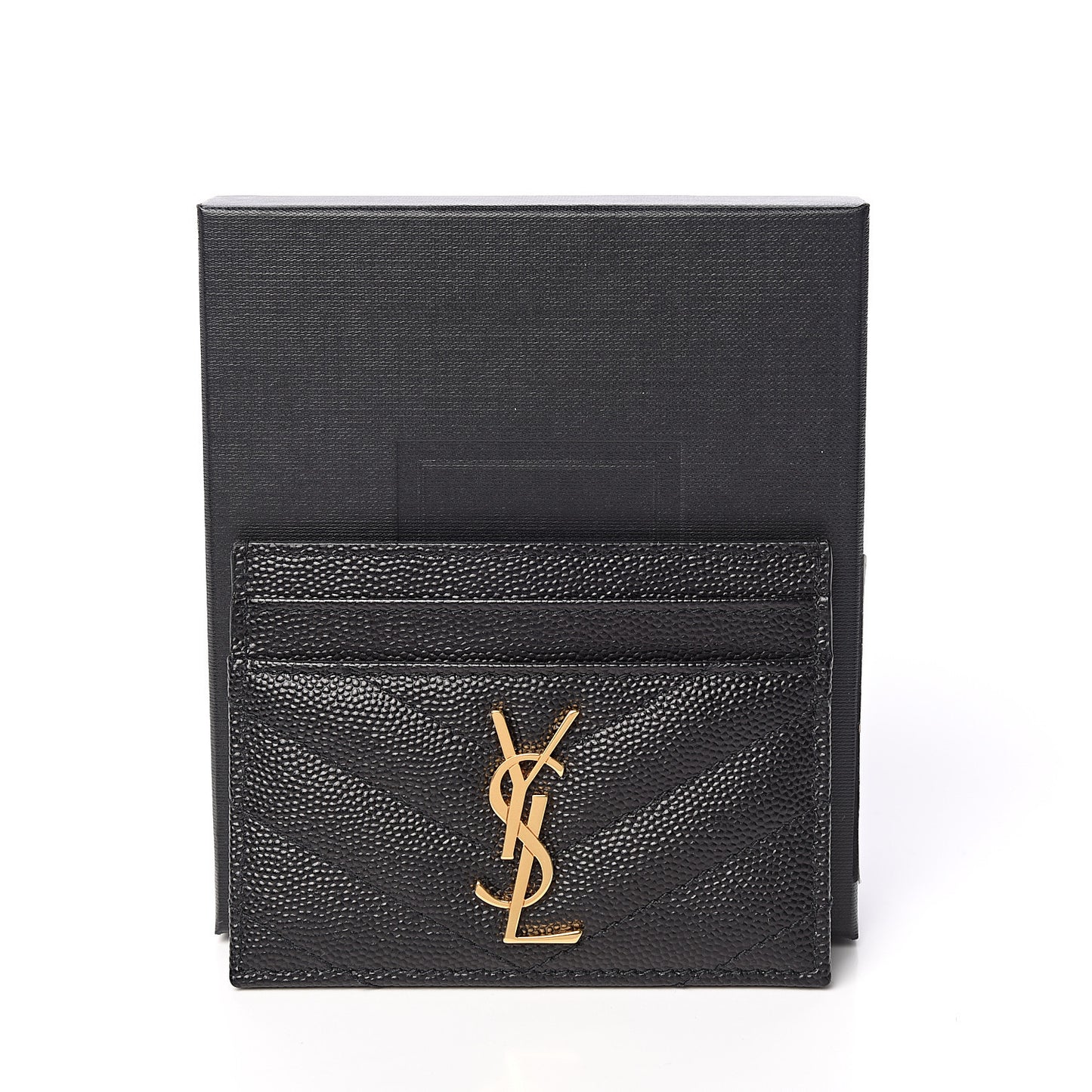 Grain De Poudre Matelasse Chevron Monogram Credit Card Case Black