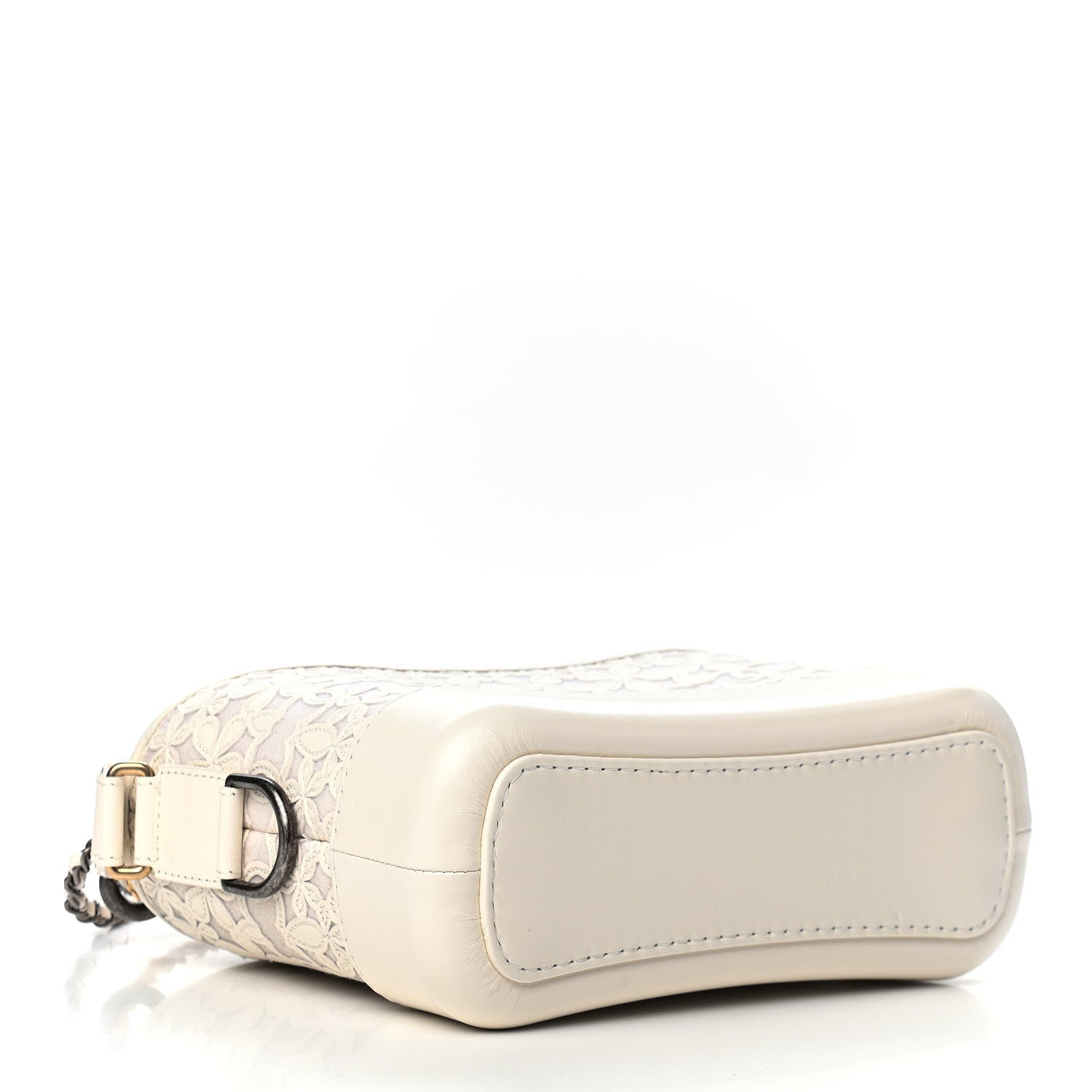 Chanel Calfskin Wool Felt Embossed Small Gabrielle Logo Hobo White 3 of 8