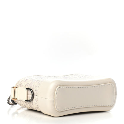 Chanel Calfskin Wool Felt Embossed Small Gabrielle Logo Hobo White 3 of 8