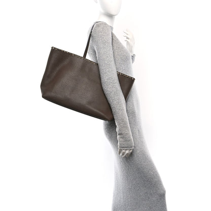 Valentino Garavani Grained Calfskin Rockstud Shoulder Tote Bright Cognac 2 of 11