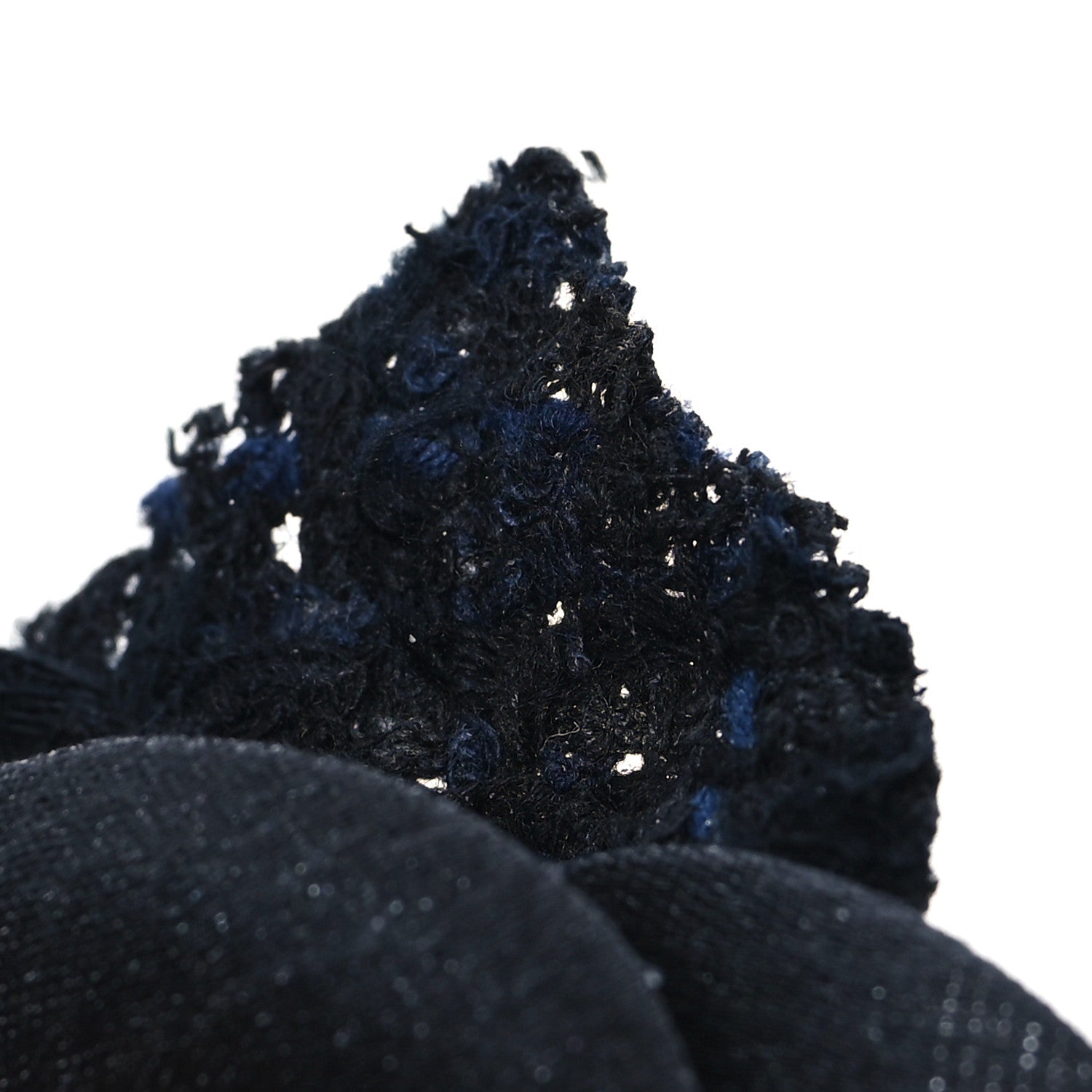 Chanel Tweed Fabric Camellia Pin Brooch Black 3 of 4