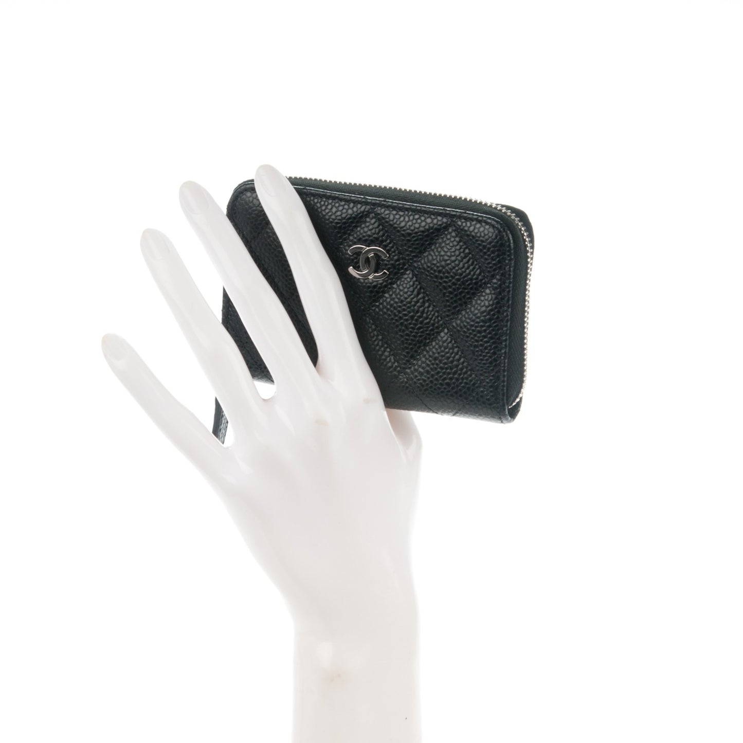 Caviar Quilted Zip Coin Purse Black