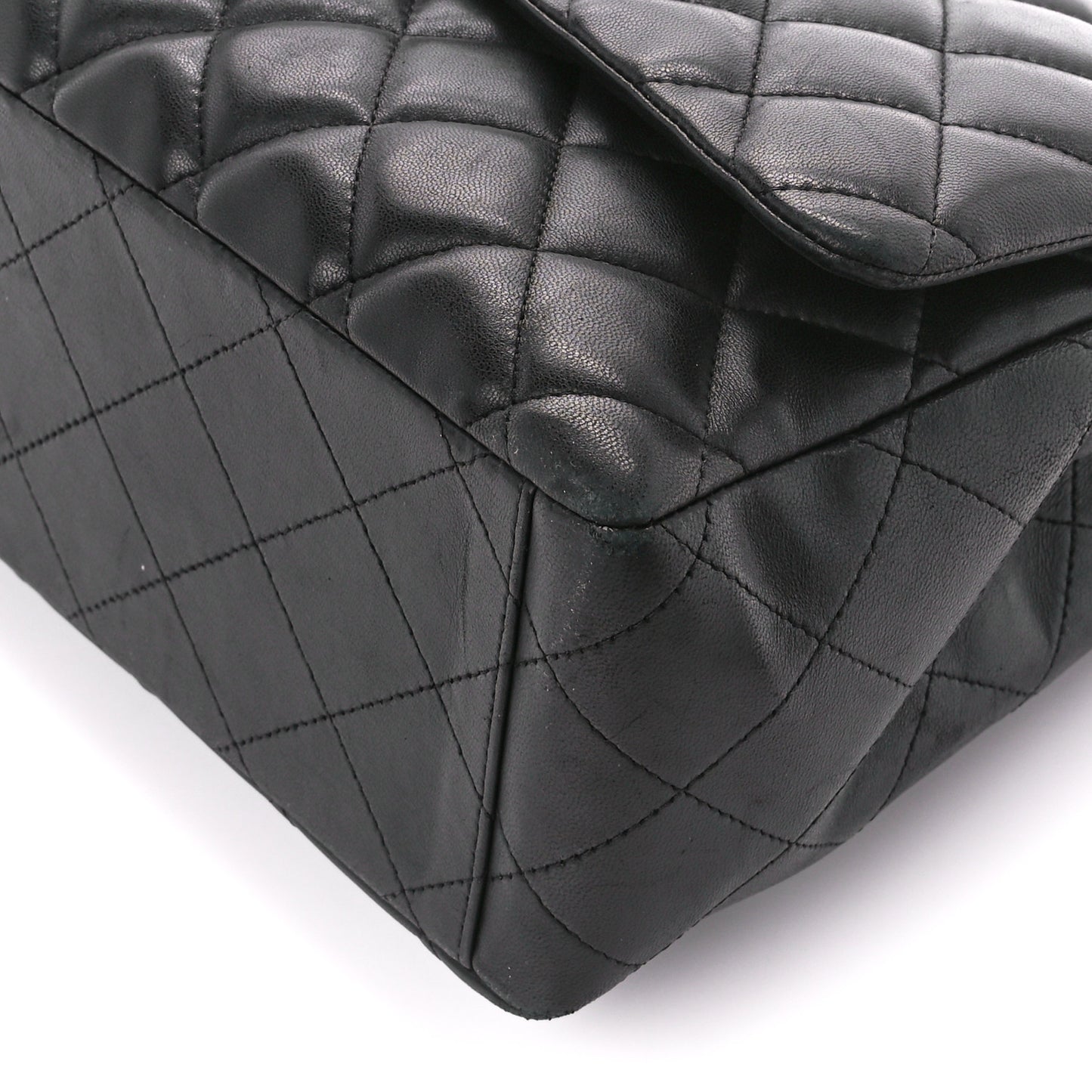 Lambskin Quilted Maxi Double Flap Black
