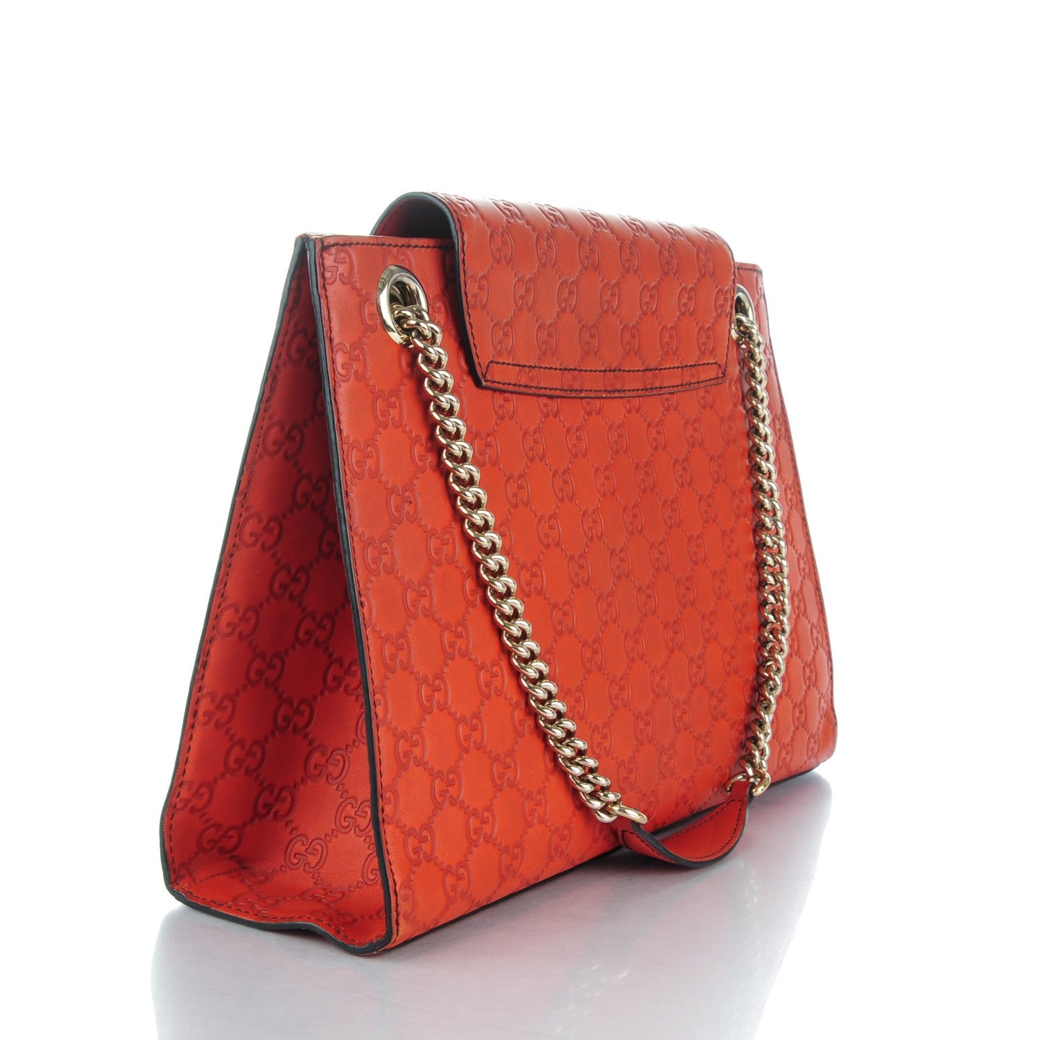 Gucci Guccissima Large Emily Chain Shoulder Bag Sun Orange 3 of 9