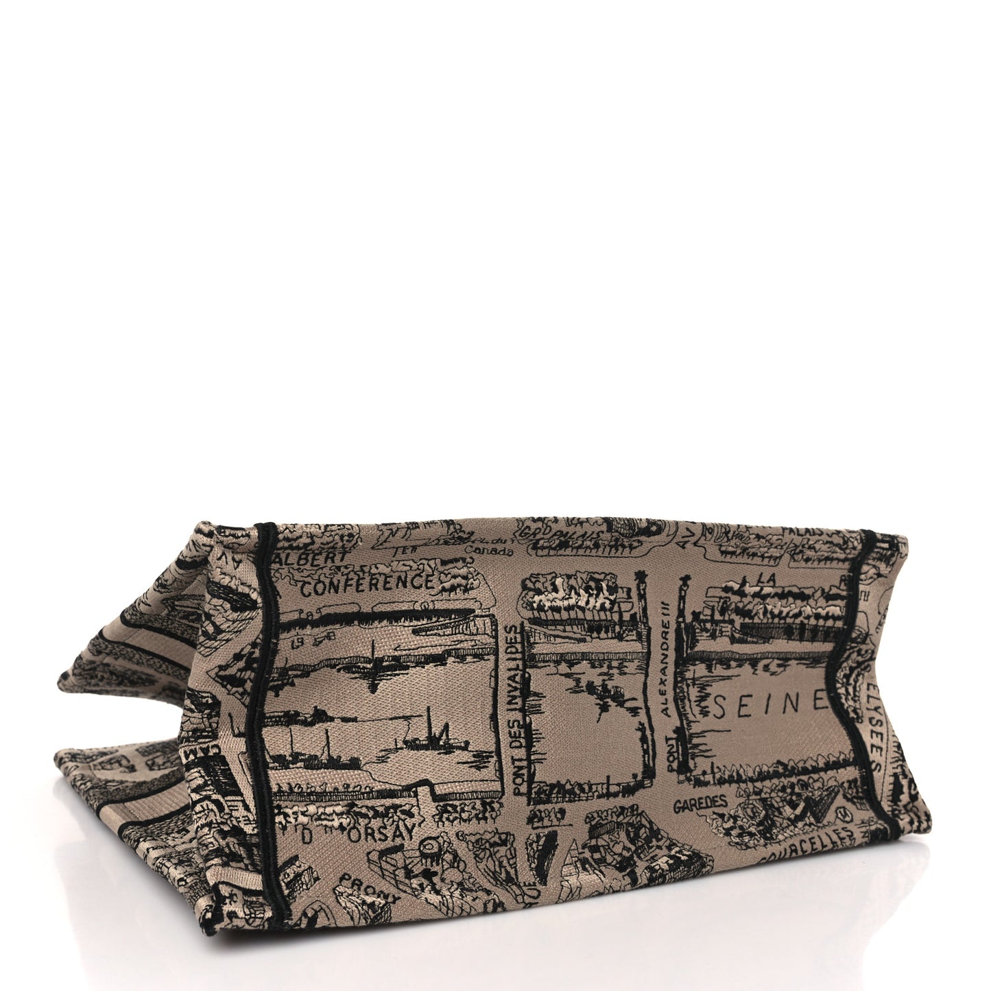 Canvas Embroidered Medium Plan De Paris Book Tote Beige Multi