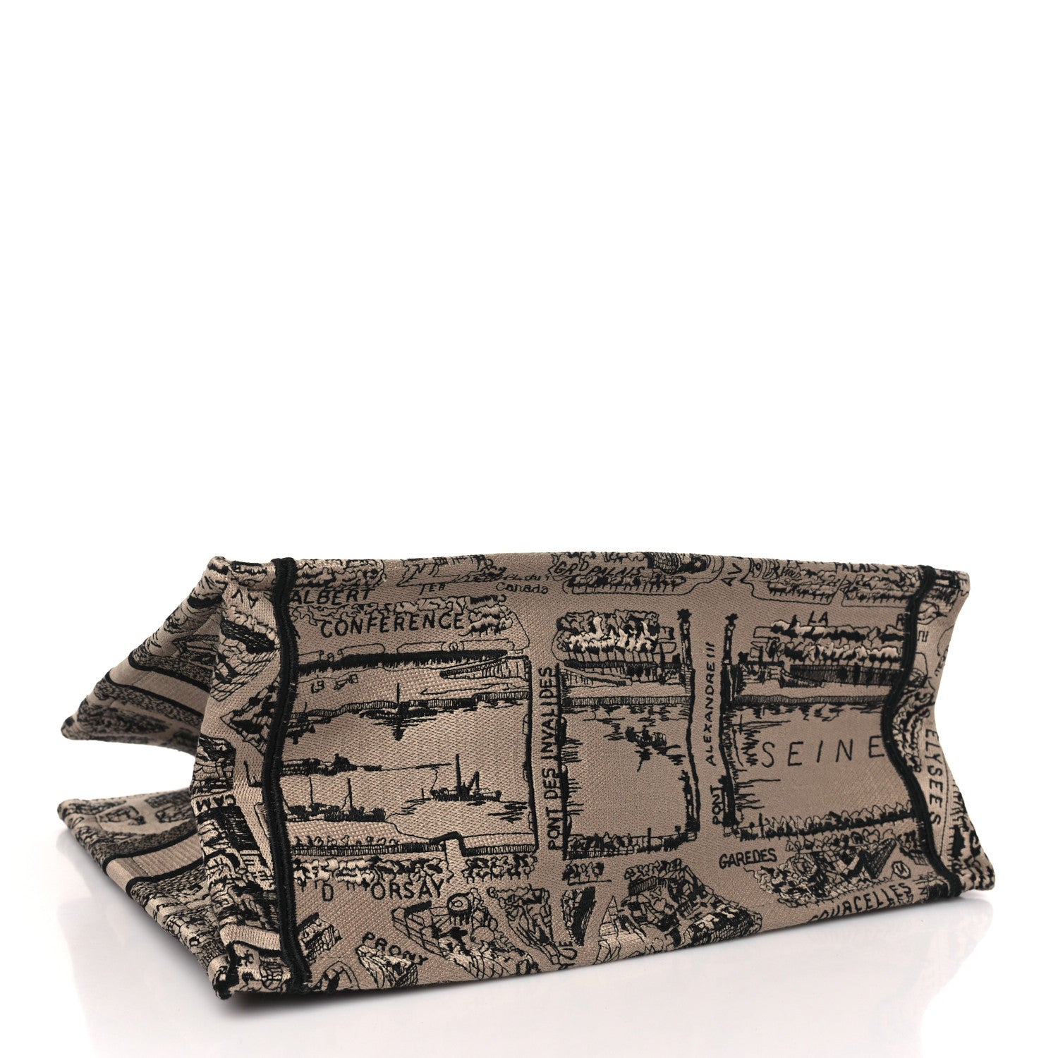 Christian Dior Canvas Embroidered Medium Plan De Paris Book Tote Beige Multi 4 of 10