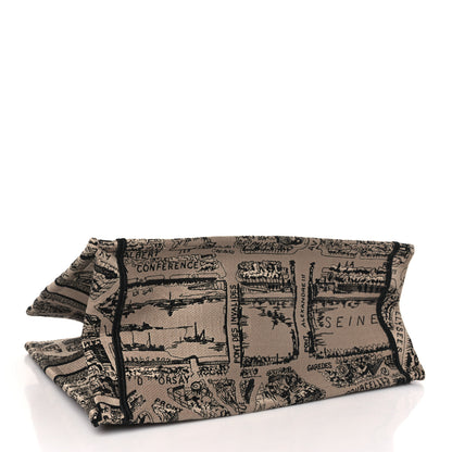 Christian Dior Canvas Embroidered Medium Plan De Paris Book Tote Beige Multi 4 of 10