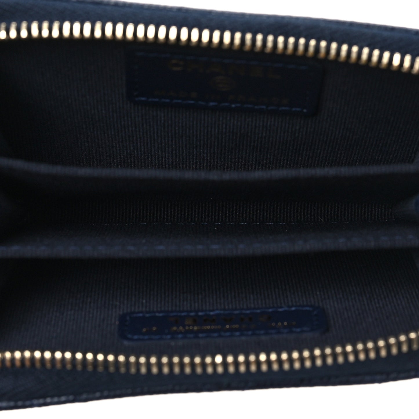 Caviar Enamel Coco Casino Quilted Zip Coin Purse Navy Blue