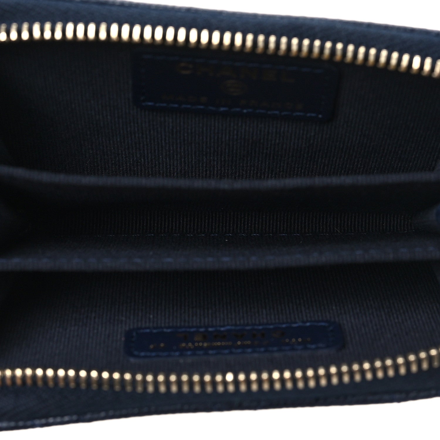 Chanel Caviar Enamel Coco Casino Quilted Zip Coin Purse Navy Blue 5 of 9