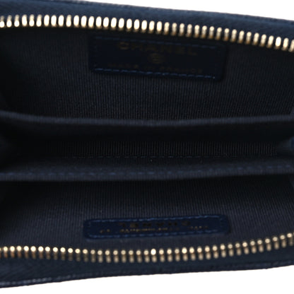 Chanel Caviar Enamel Coco Casino Quilted Zip Coin Purse Navy Blue 5 of 9