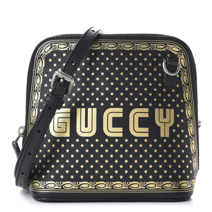 Gucci X SEGA Calfskin GUCCY Stars Mini Dome Shoulder Bag Black Gold 1 of 10