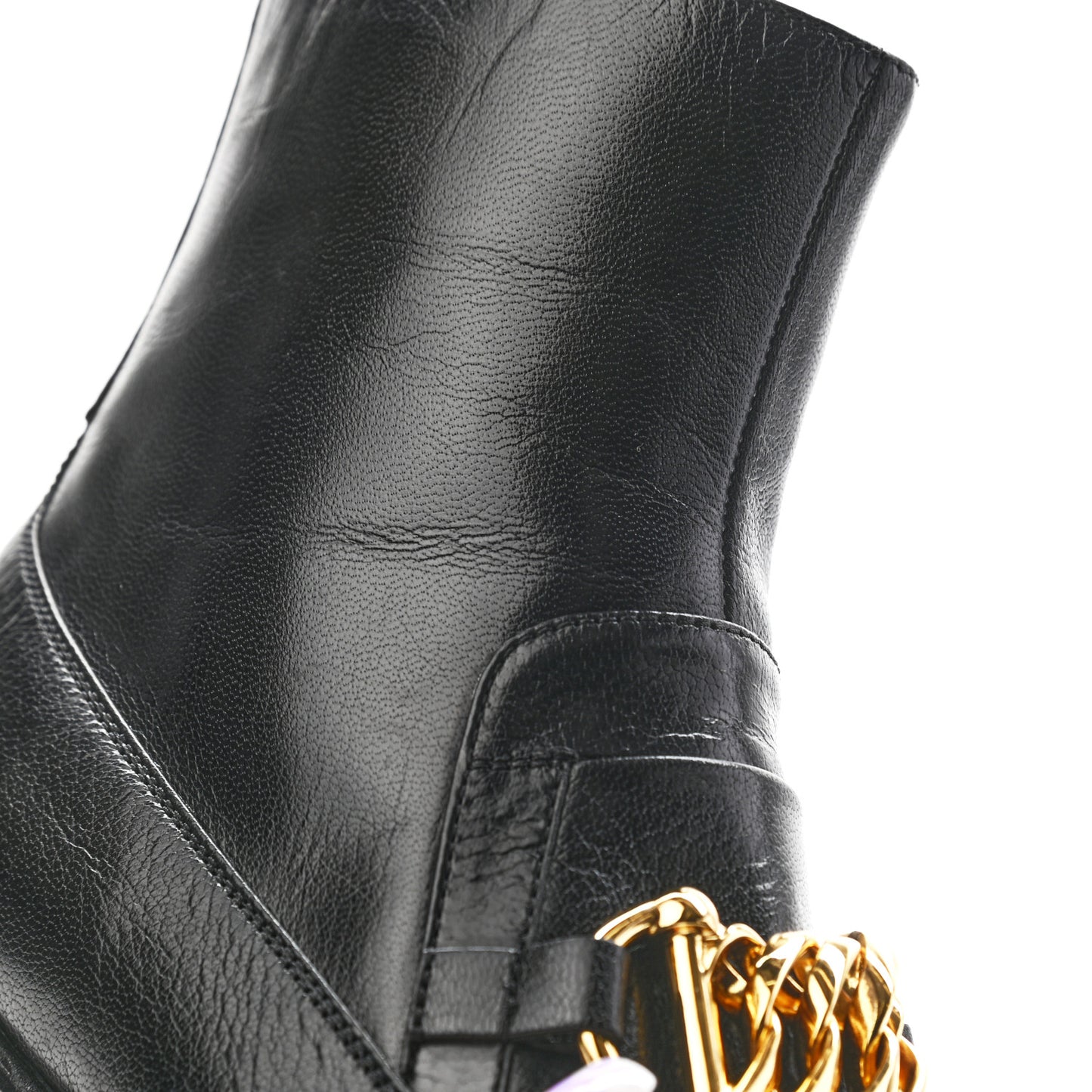 Goatskin Kitten Chain Horsebit Ankle Boots 40 Black