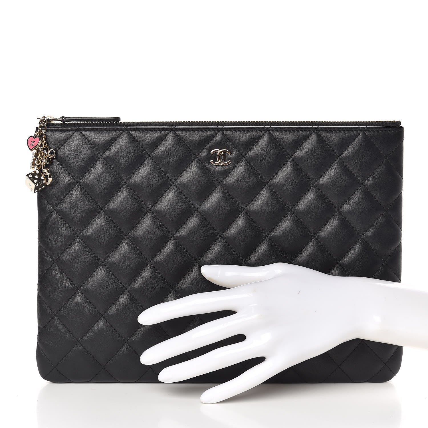 Chanel Lambskin Quilted Medium Casino Beauty CC Cosmetic Case Black 2 of 10