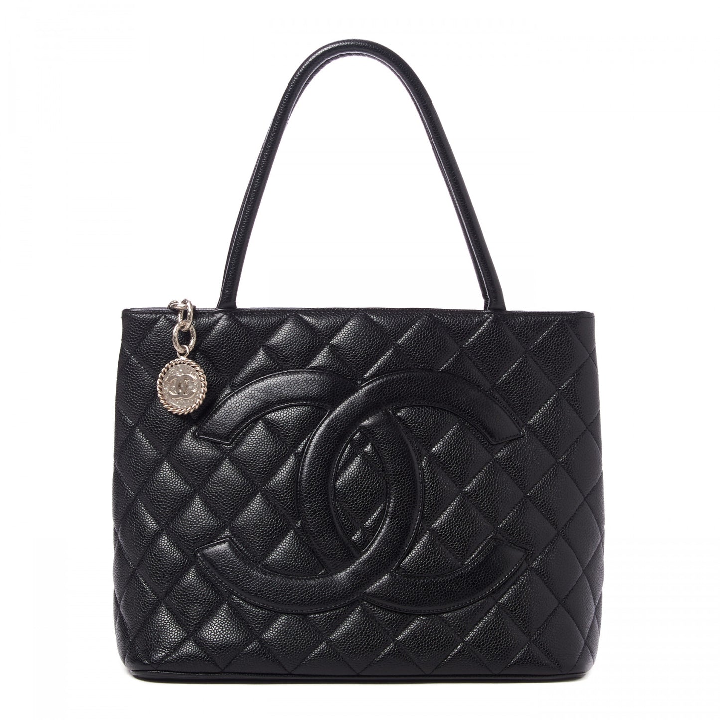 Caviar Quilted Medallion Tote Black
