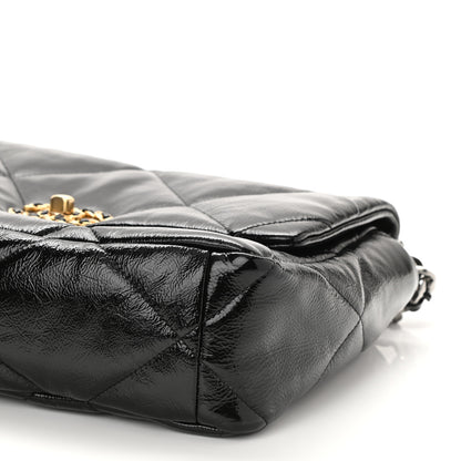 Chanel Shiny Crumpled Calfskin Quilted Large Chanel 19 Flap Black 10 of 11