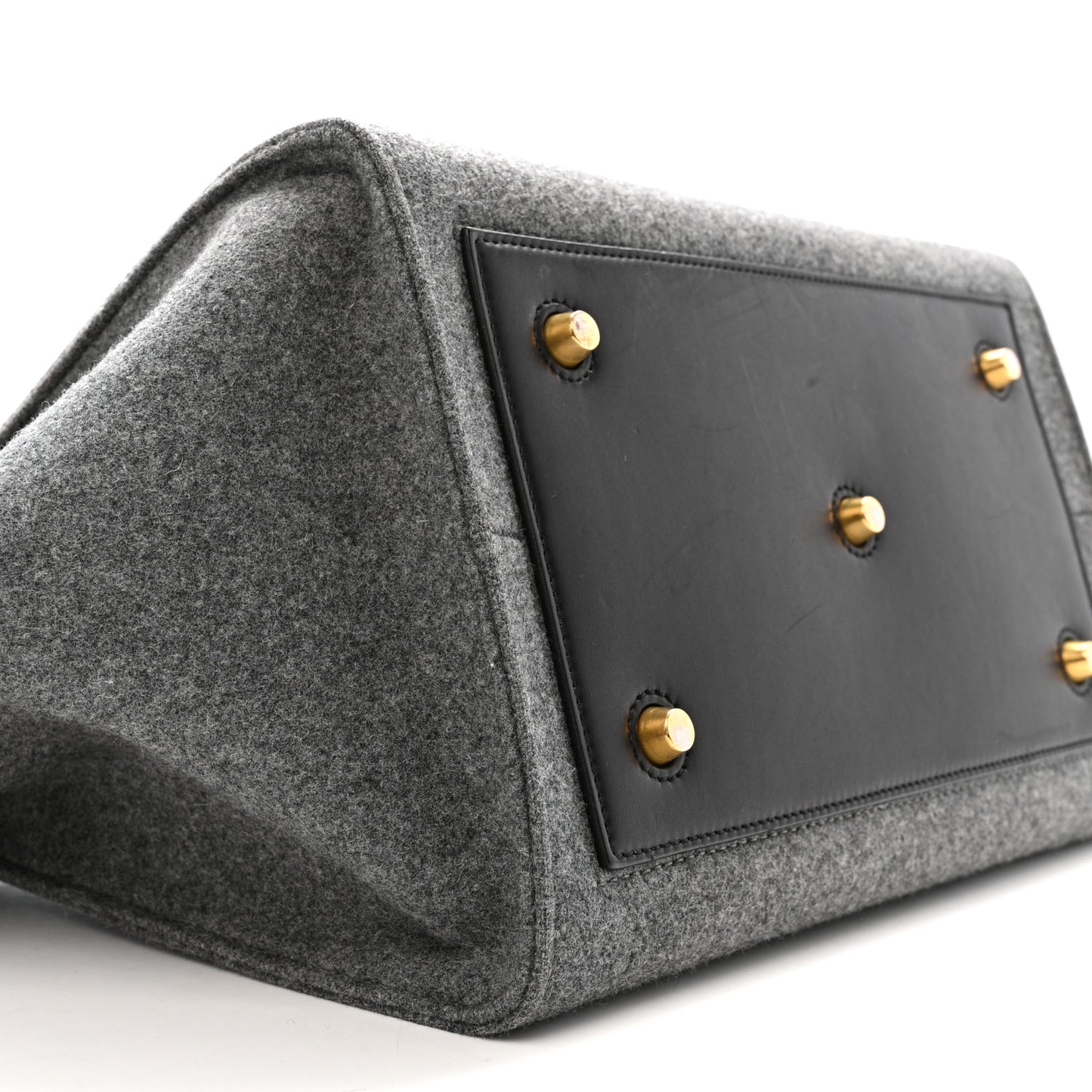 Felt Calfskin Medium Tie Knot Tote Grey Black