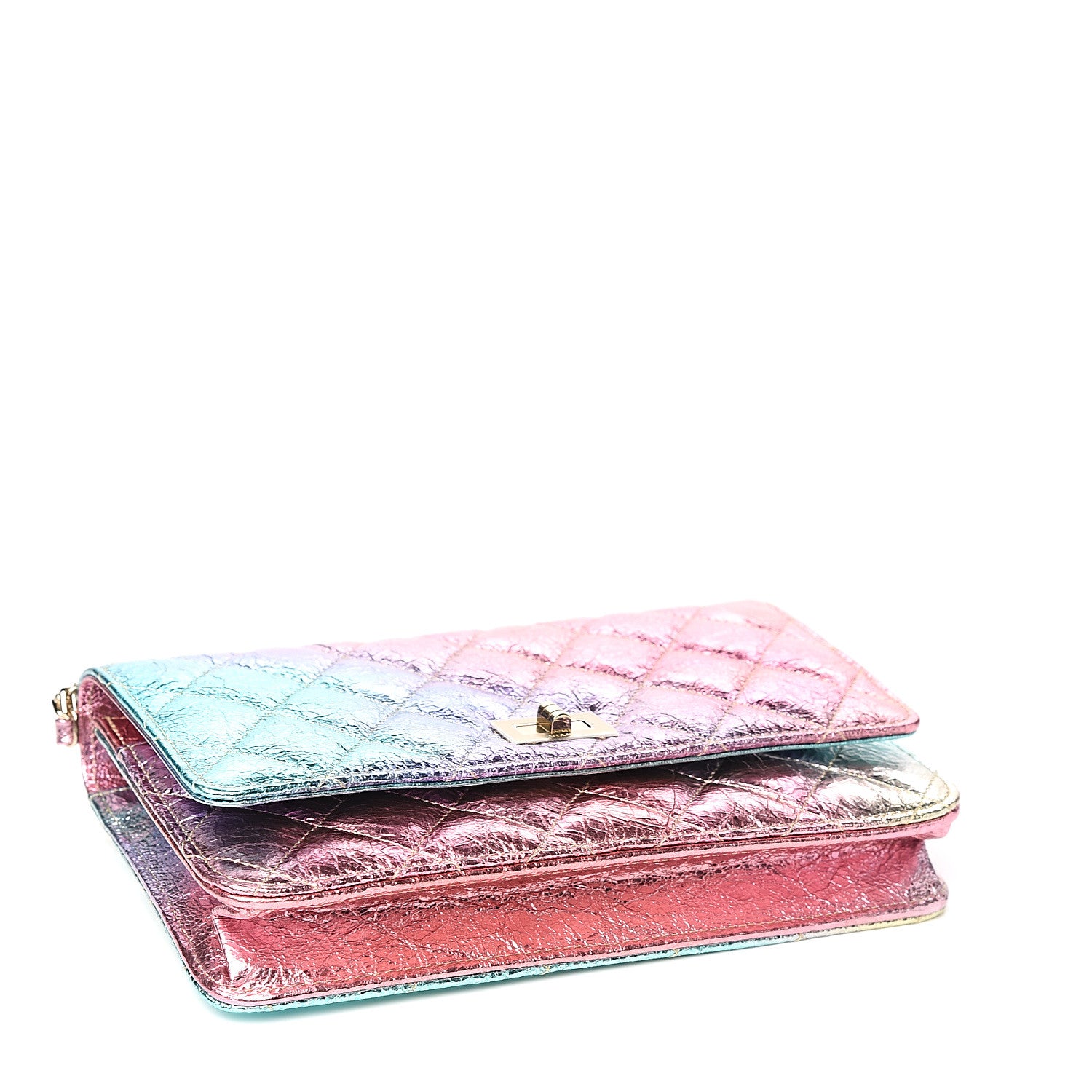Chanel Metallic Goatskin Quilted 2.55 Reissue Wallet on Chain WOC Multicolor 3 of 10