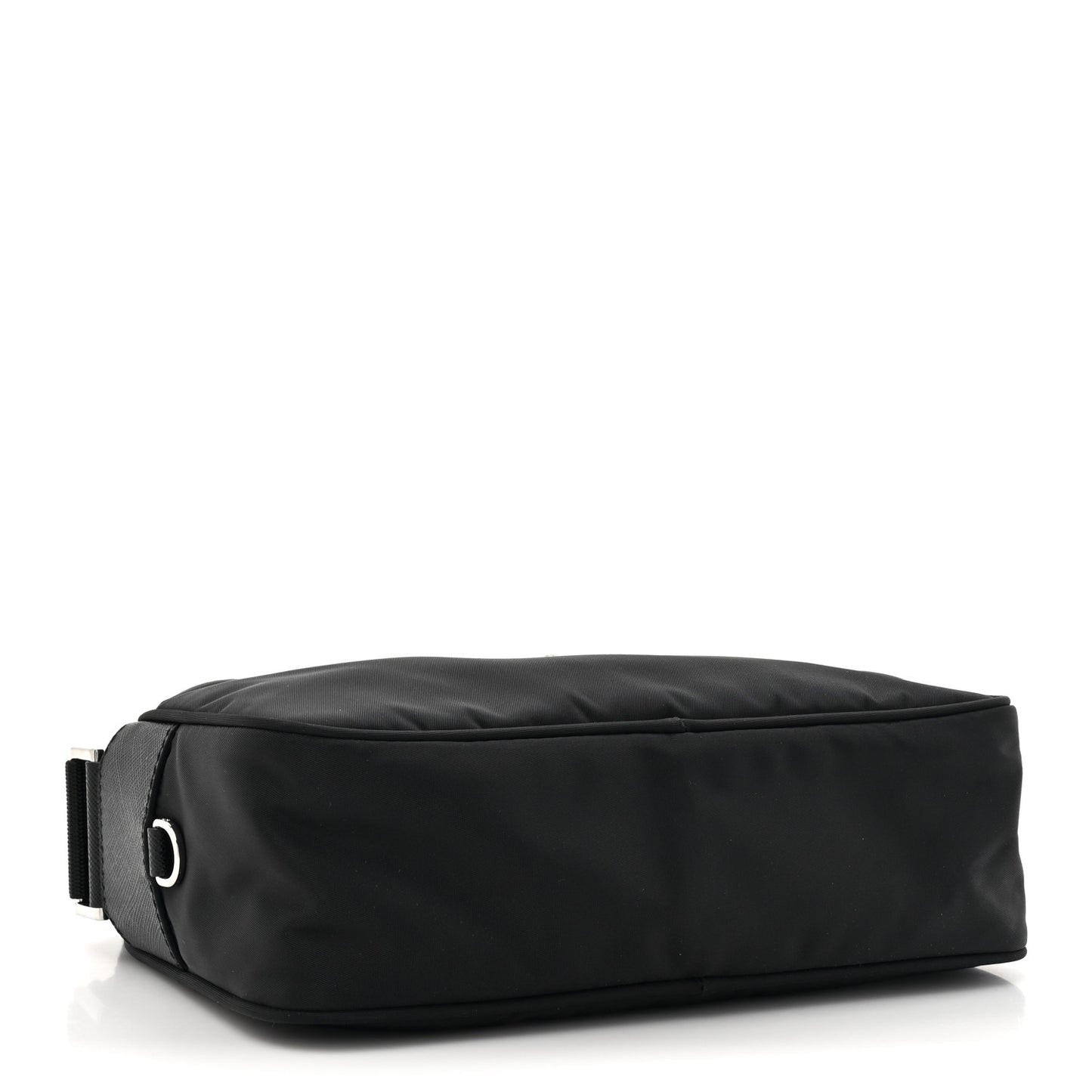 Re-Nylon Vela Saffiano Pocket Double Zip Shoulder Bag Black