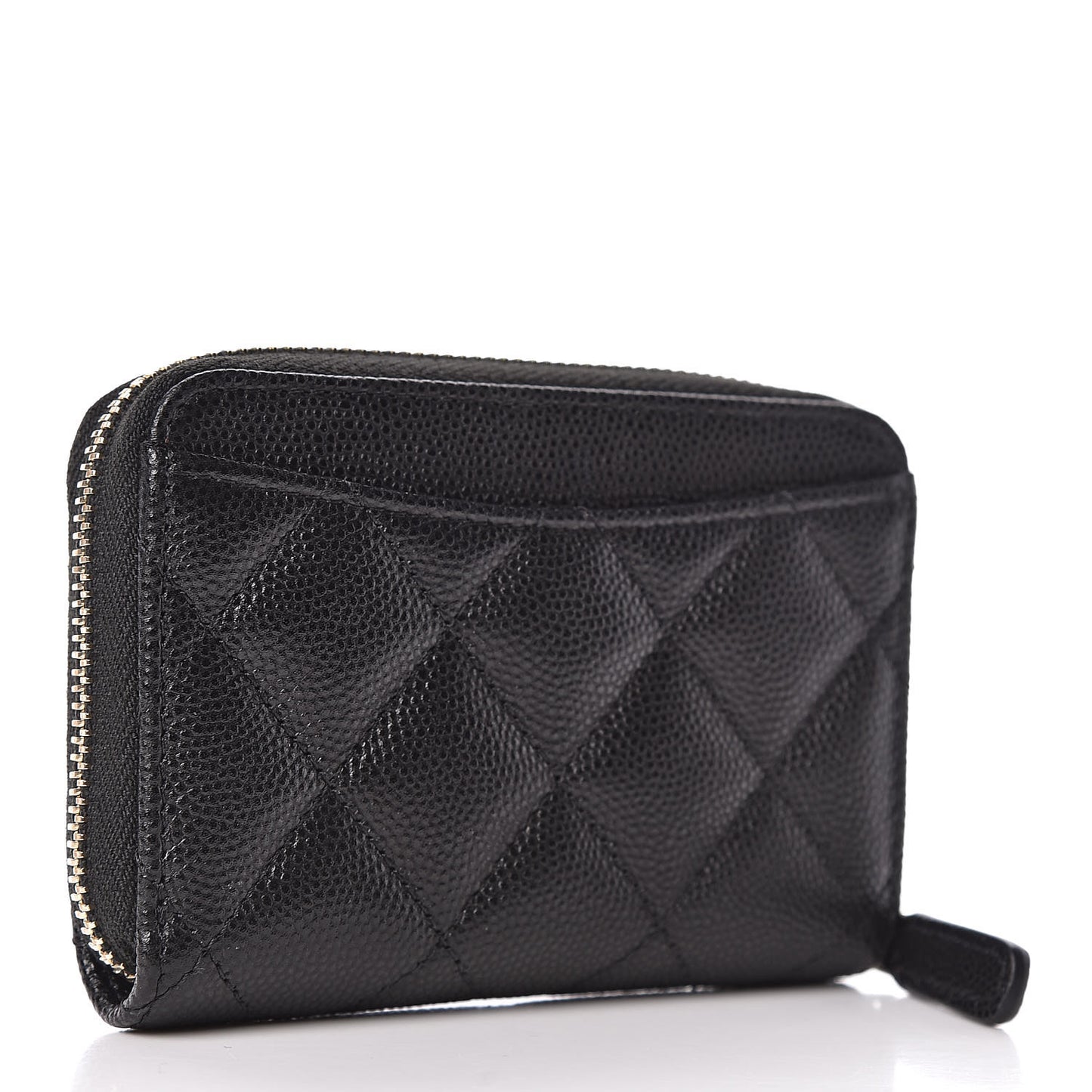 Caviar Quilted Zip Coin Purse Black