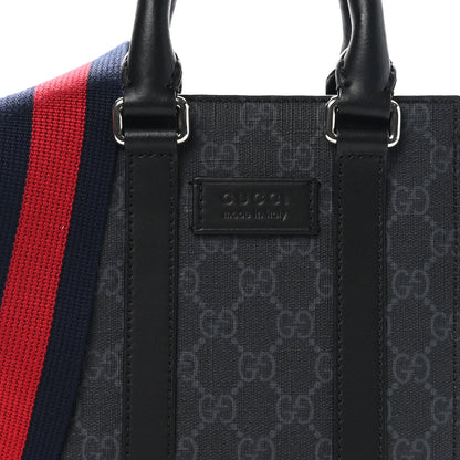 Gucci GG Supreme Monogram Appia Calfskin Web Mini Tote Bag Black 7 of 9