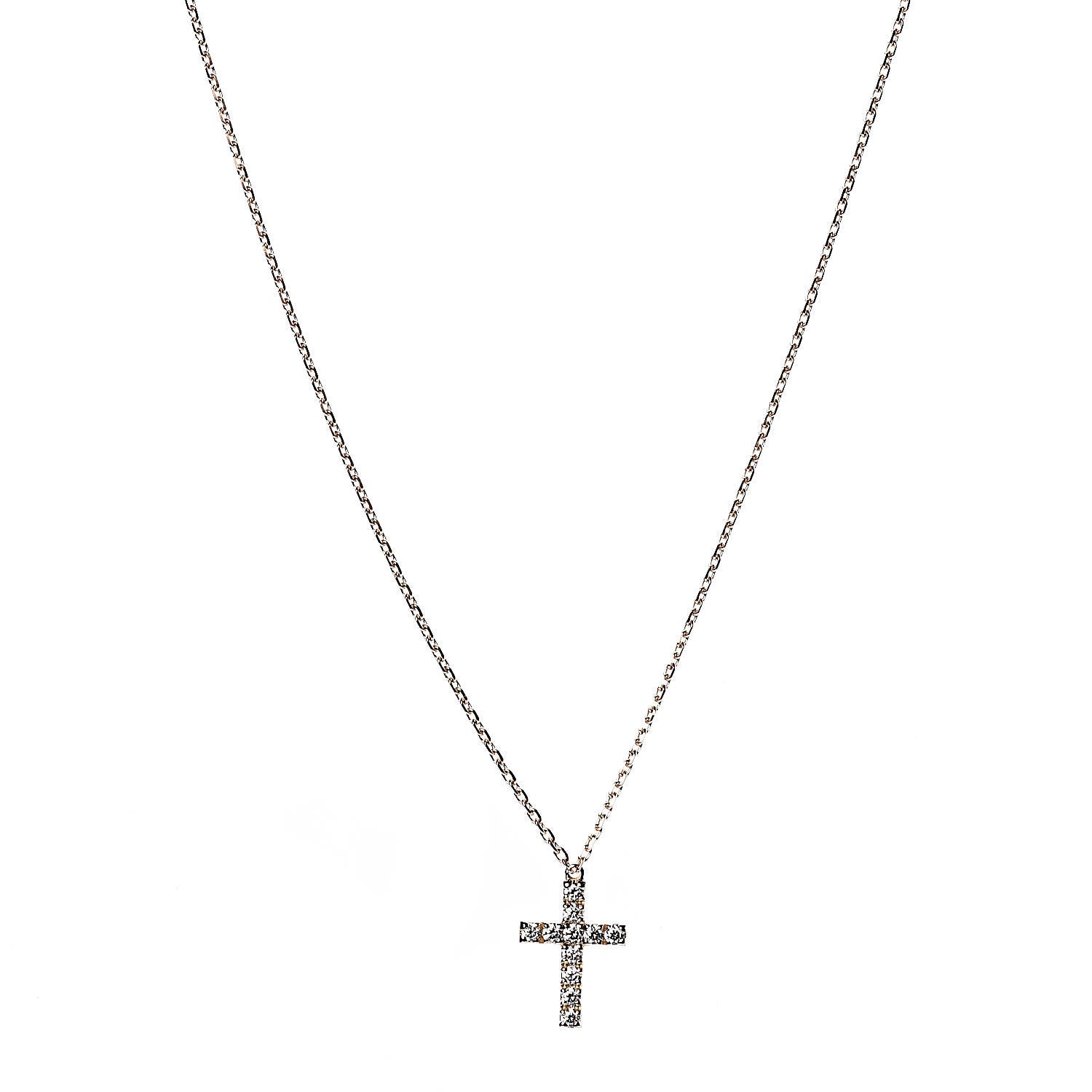Cartier 18K Pink Gold Diamond Symbols Cross Pendant Necklace 1 of 6