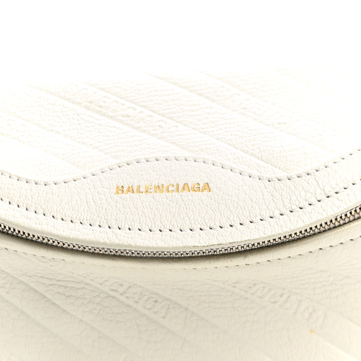 Shiny Goatskin Allover Logo Embossed XXS Souvenir Belt Bag White