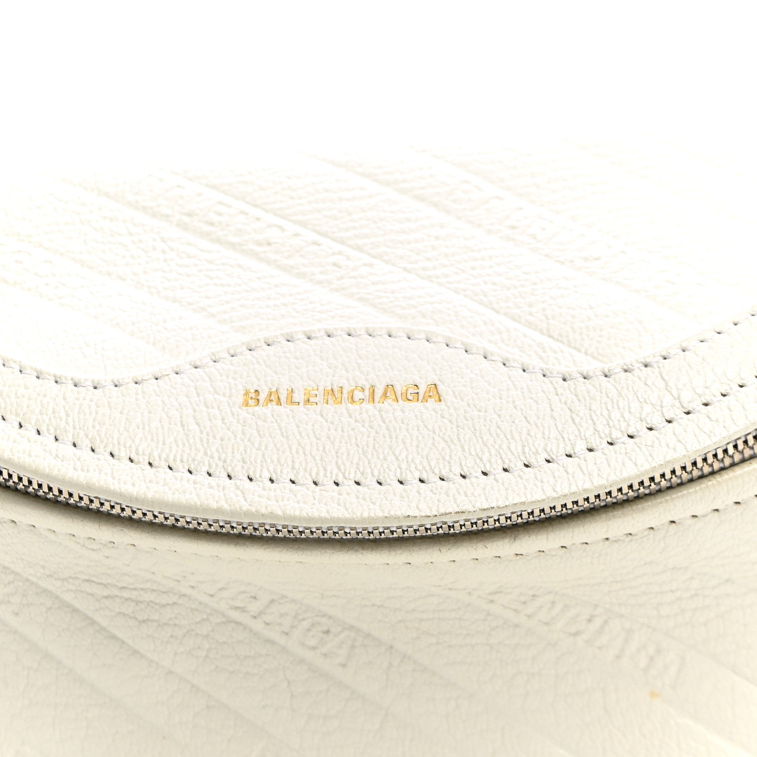 Balenciaga Shiny Goatskin Allover Logo Embossed XXS Souvenir Belt Bag White 6 of 9