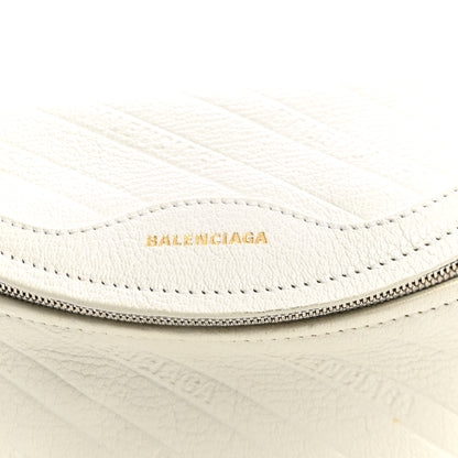 Balenciaga Shiny Goatskin Allover Logo Embossed XXS Souvenir Belt Bag White 6 of 9