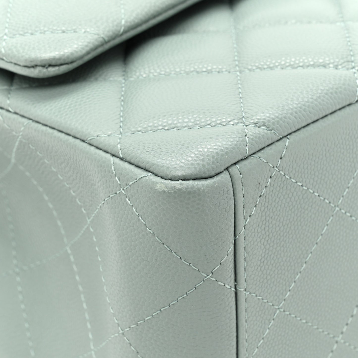 Caviar Quilted Maxi Double Flap Light Blue