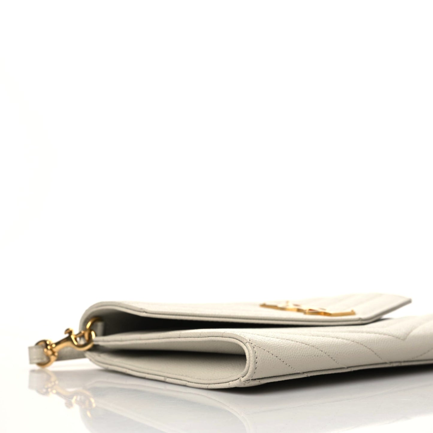 Grain De Poudre Matelasse Chevron Monogram Envelope Clutch Blanc Vintage