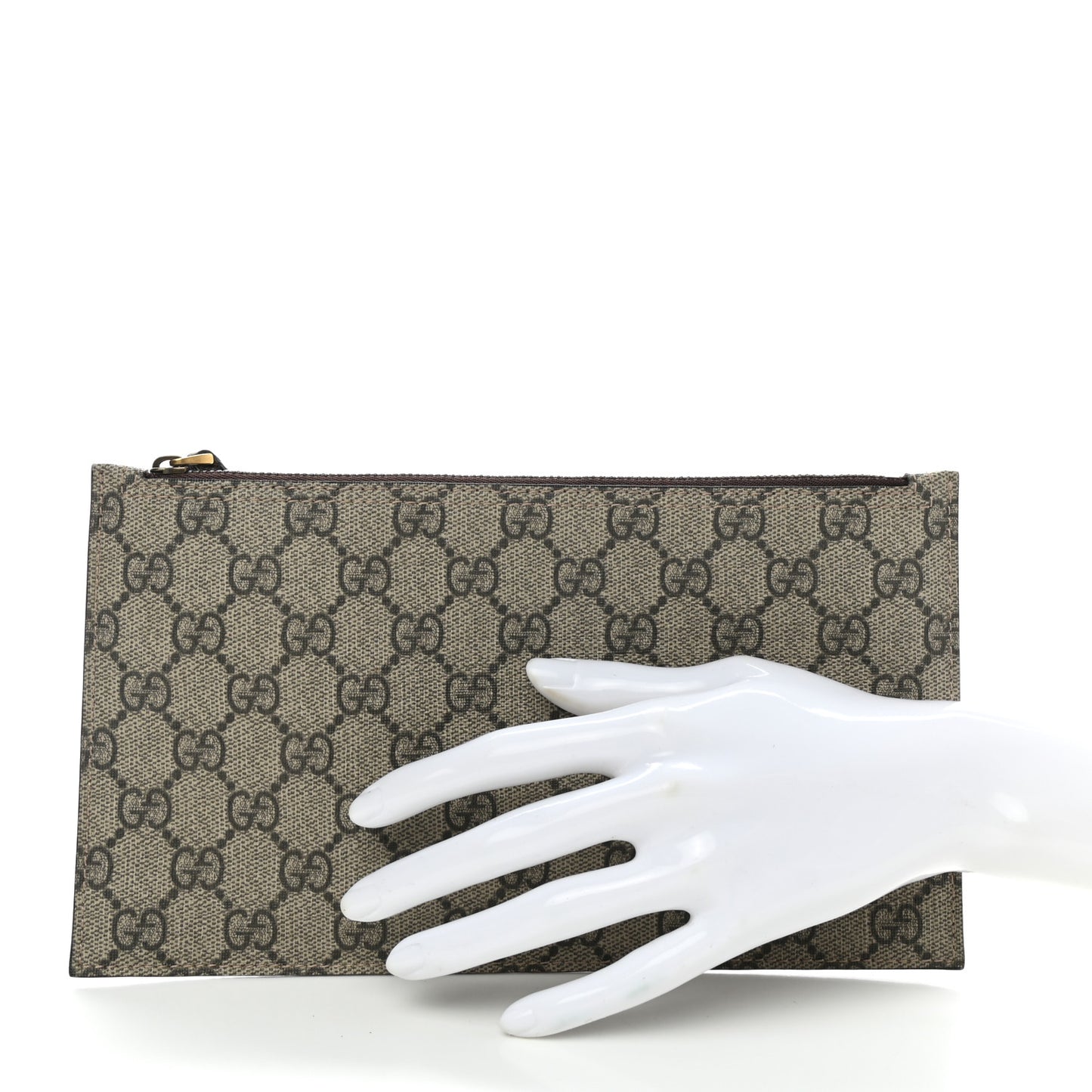 GG Supreme Monogram Large Ophidia Wristlet Pouch Beige New Acero