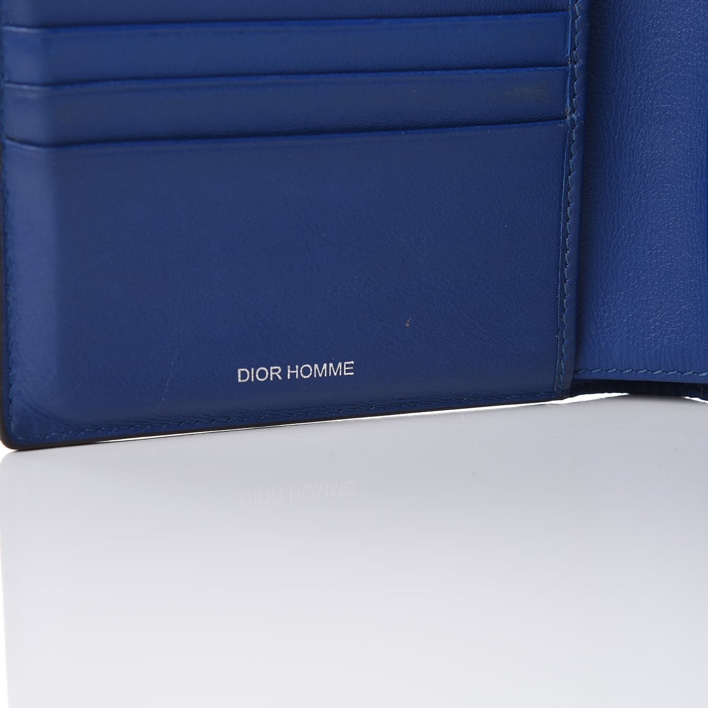 Calfskin Striped Men's Bifold Wallet Blue Black