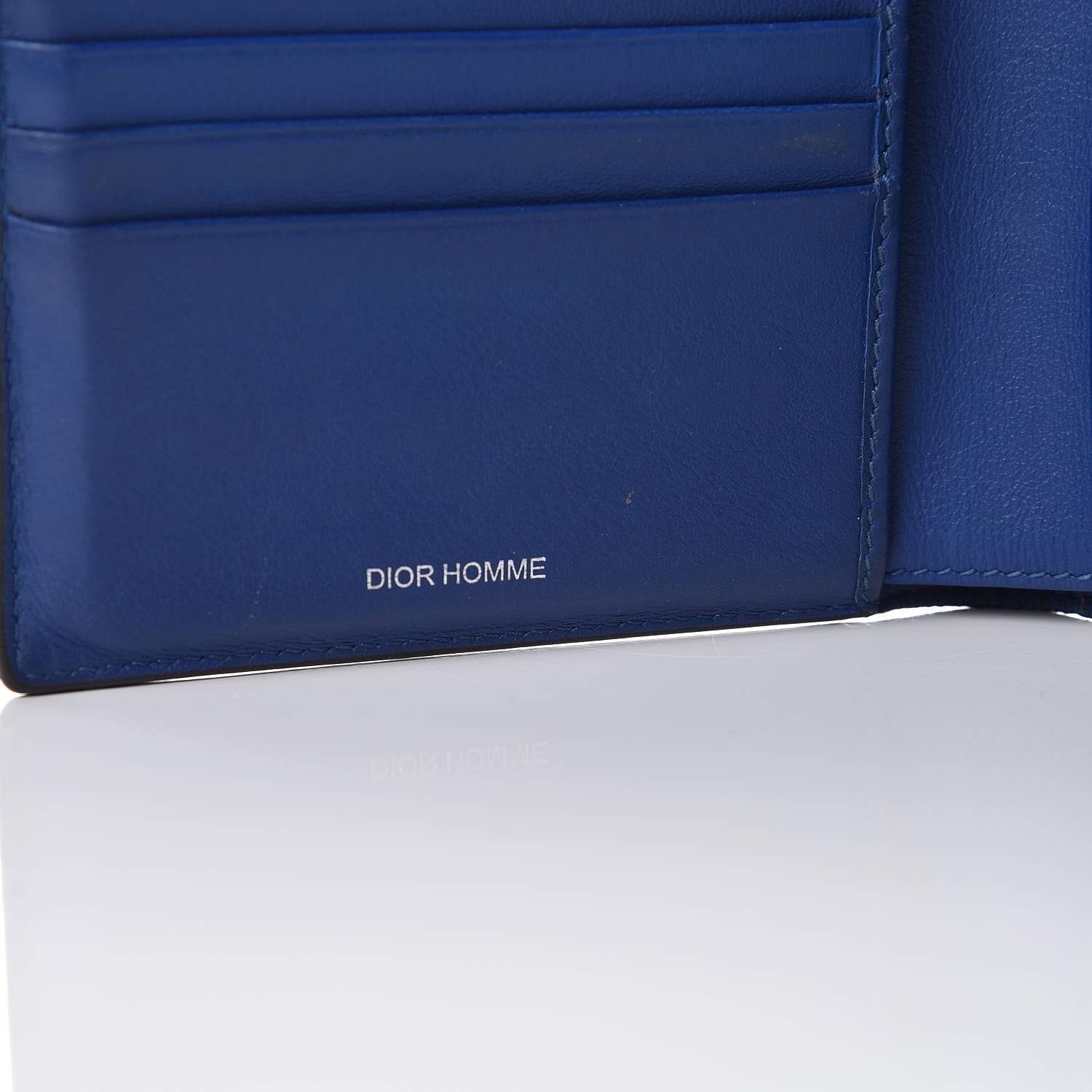 Christian Dior Calfskin Striped Men's Bifold Wallet Blue Black 6 of 10