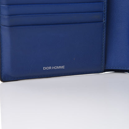 Christian Dior Calfskin Striped Men's Bifold Wallet Blue Black 6 of 10
