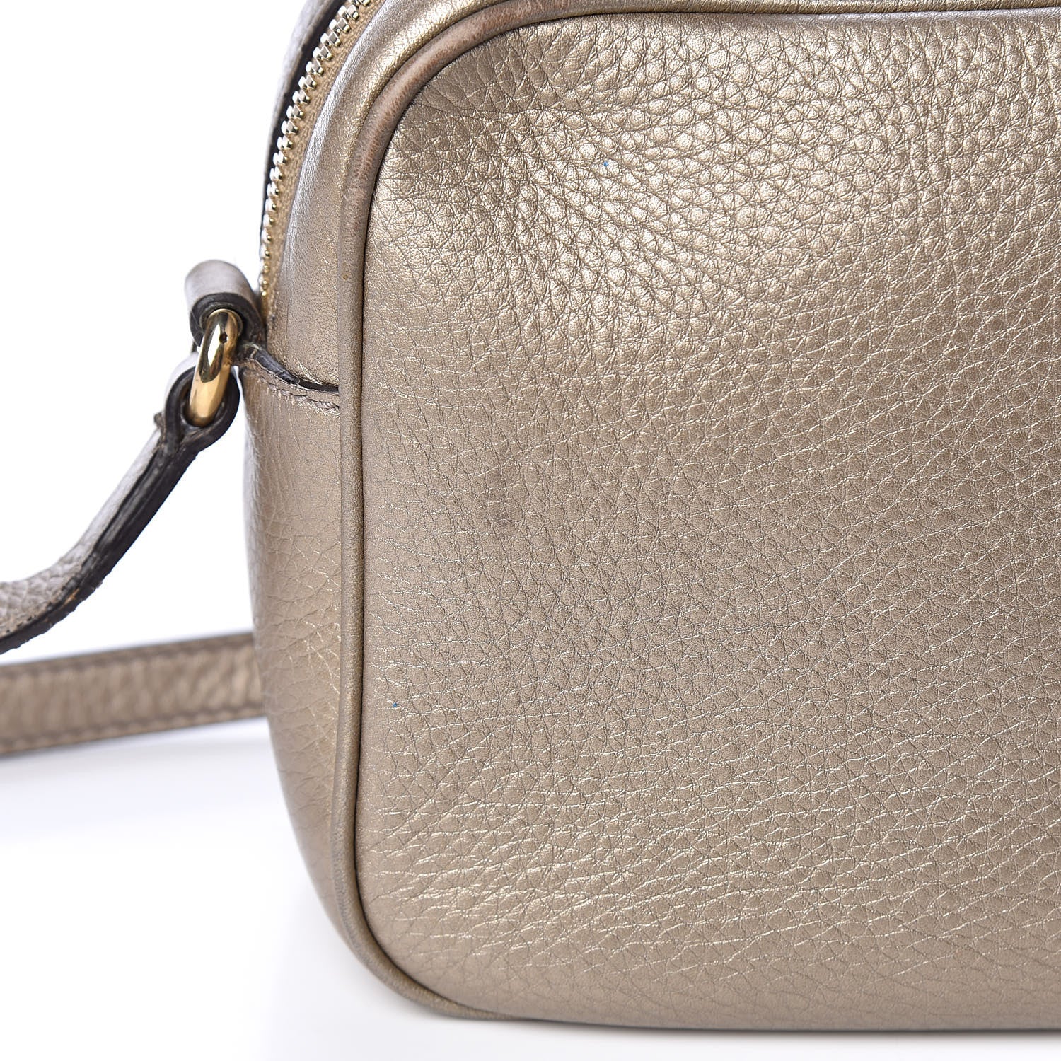 Gucci Metallic Pebbled Calfskin Small Soho Disco Bag Golden Beige 9 of 13